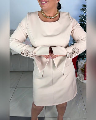 Three-Dimensional Flower Bell Sleeve Design Dress