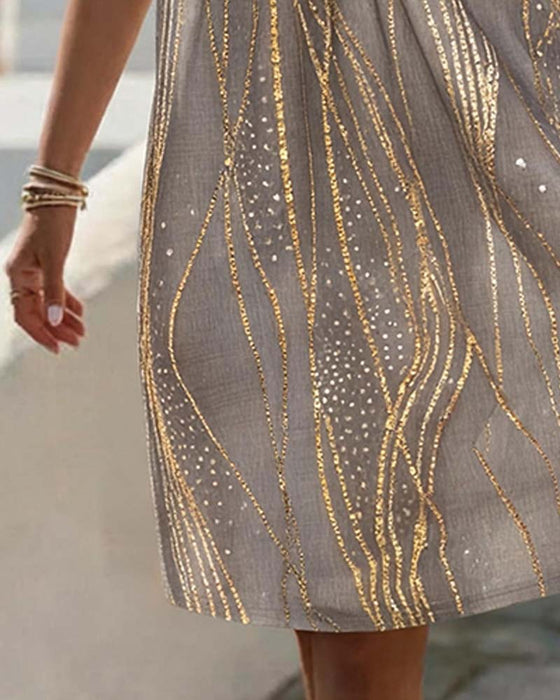 V-Neck Line Sleeveless Dress
