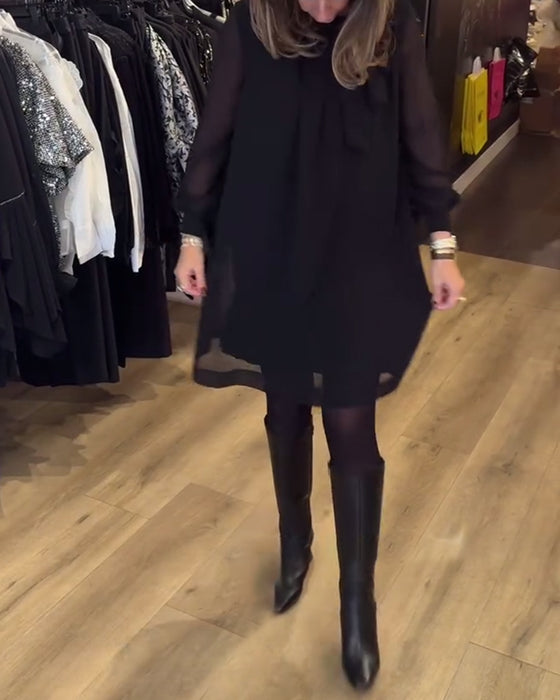 Solid color fashionable long sleeve dress