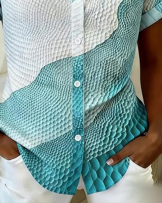 3d Printed Collar Short-Sleeve Shirt