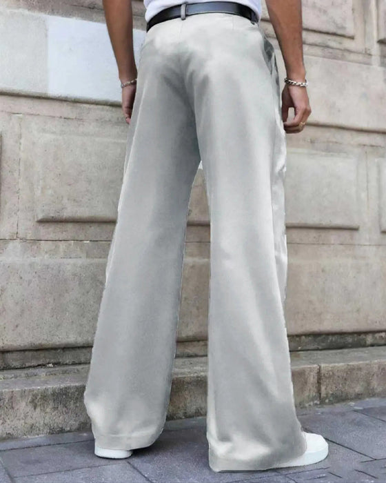 Cuffed Pleated Irregular Pants