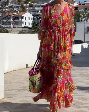 Ruffled V-Neck Dress