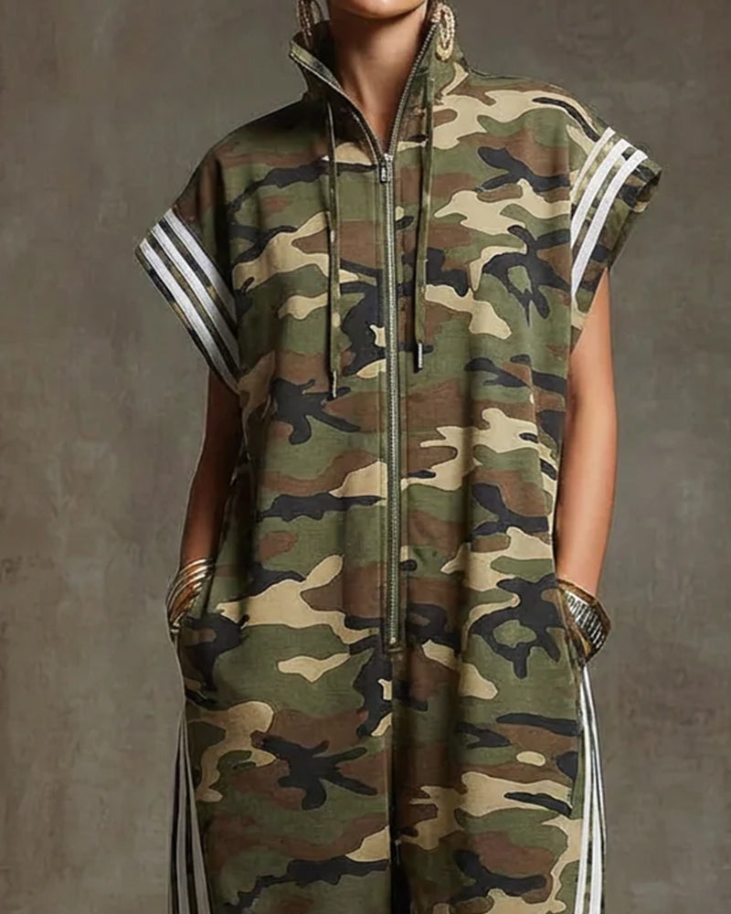 Camo Stripe Utility Jumpsuit