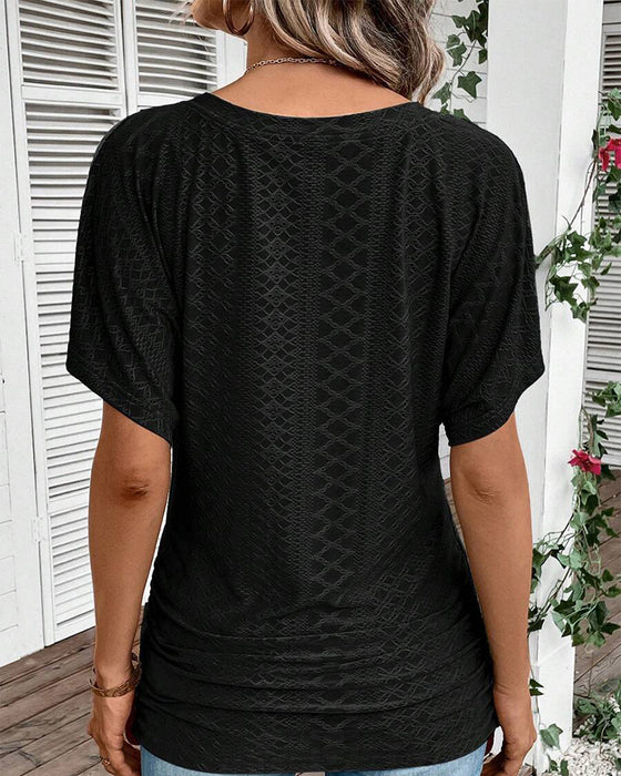 V-Neck Solid Color Casual T-Shirt