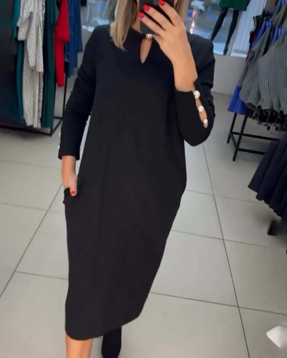 Elegant dress with pearl buttons