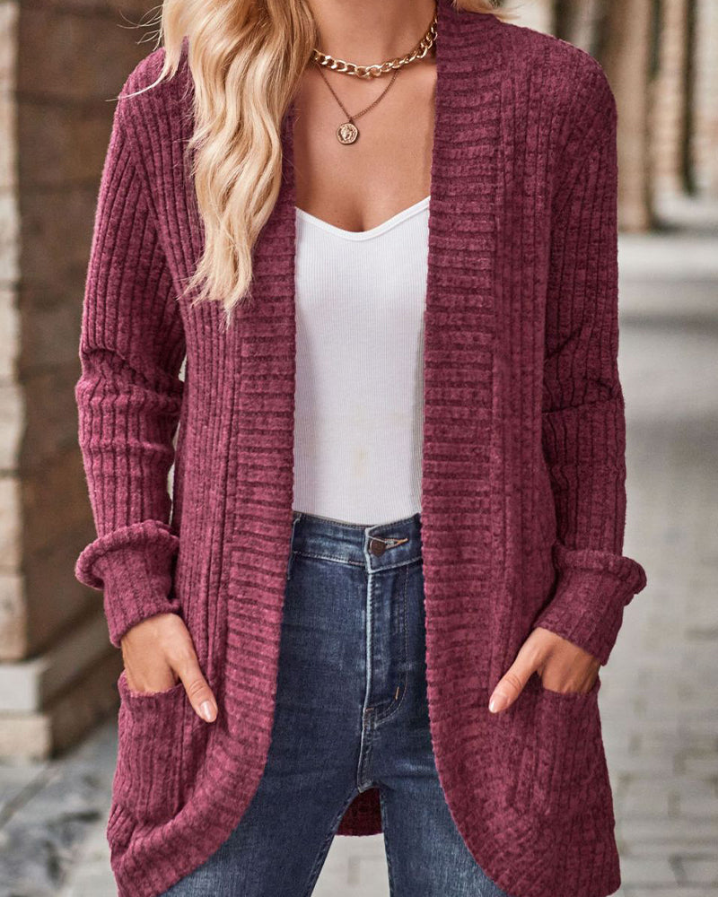 Brushed Casual Long-Sleeve Coat