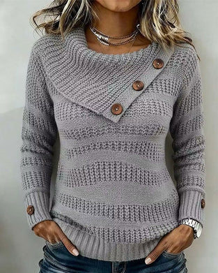 Diagonal Lapel Button Pullover