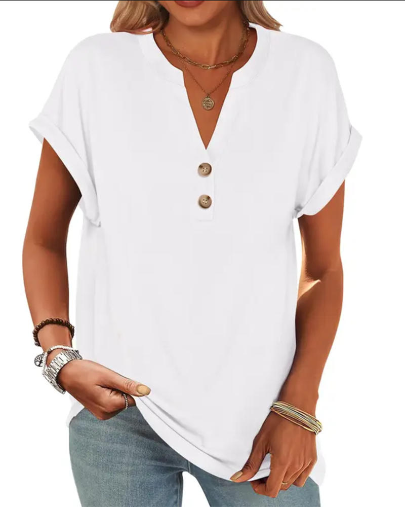 Solid V-Neck Short-Sleeve T-Shirt