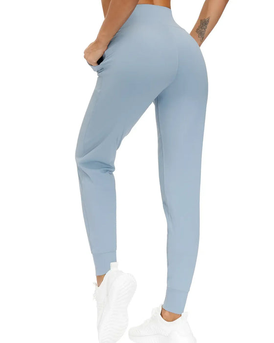 High Waist Pocket Solid Color Long Pants