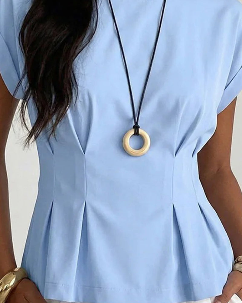 Elegant Waistband Pleated Blouse
