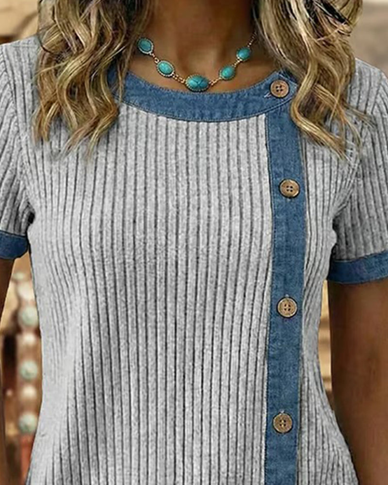 Side Button Rib Knit Top