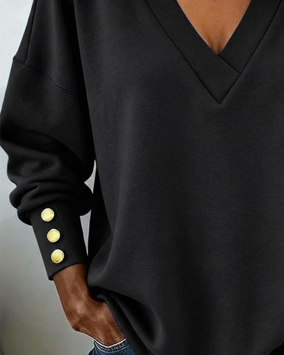 Stylish V-Neck Horseshoe Sleeve Top