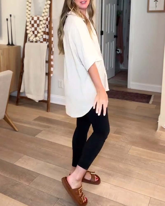 Solid Button-Down Collar Shirt