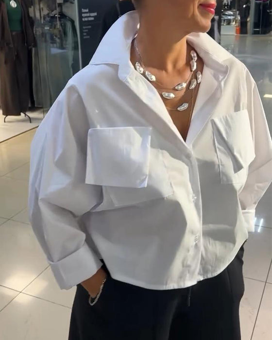 Stylish Solid Color Pocket Design Shirt