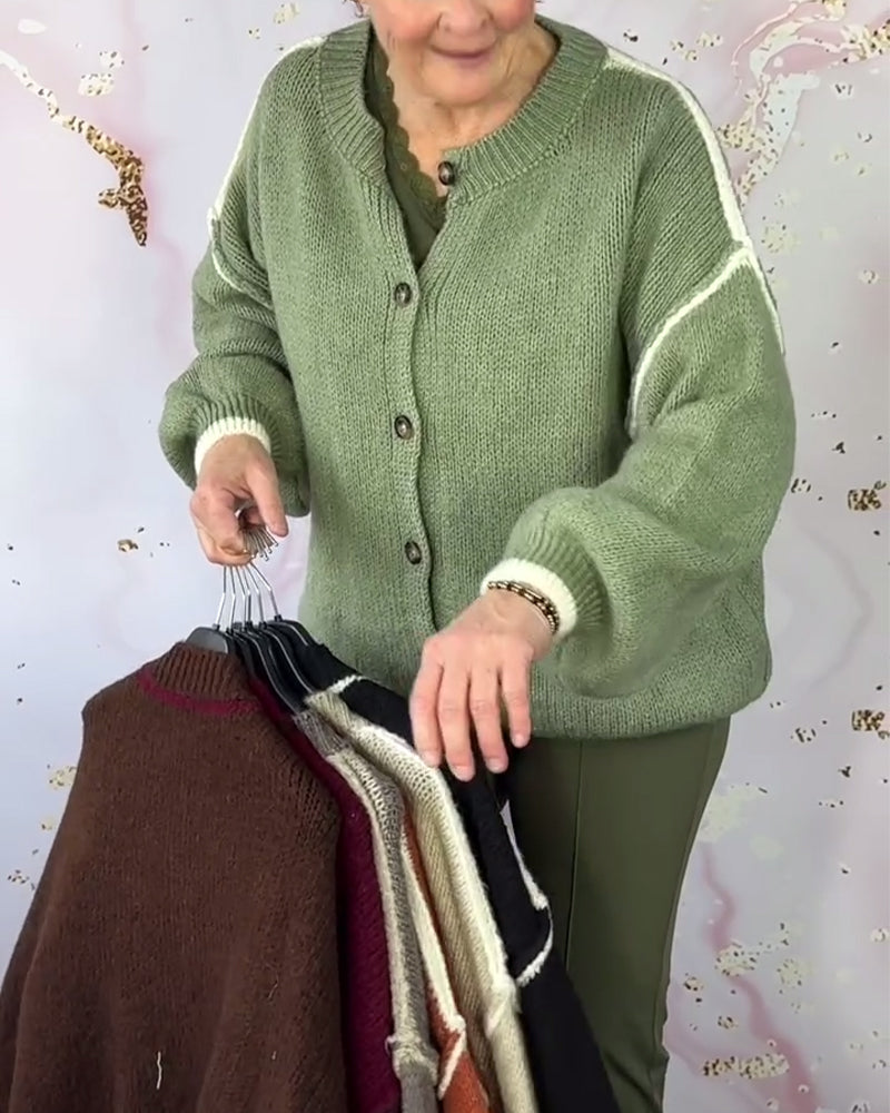 Solid Color Fashionable Long-Sleeved Casual Cardigan