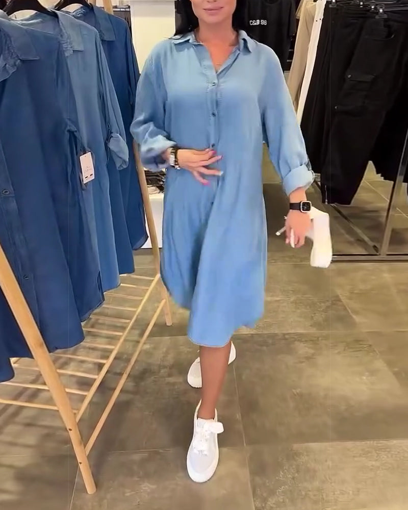 Lapel Long Sleeve Dress