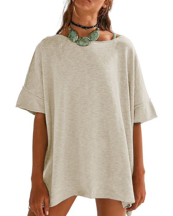Solid Color Patchwork Half-Sleeve T-Shirt