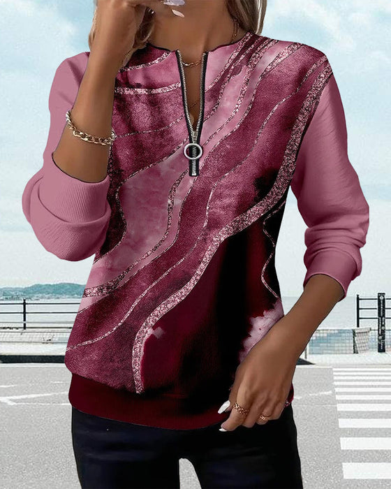 Half-Zip Vintage Print Sweatshirt