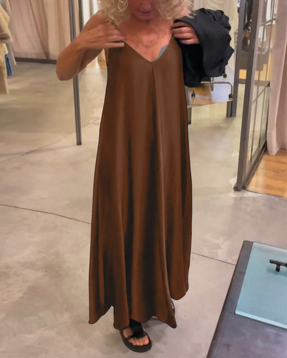 Solid color top suspender dress two piece set