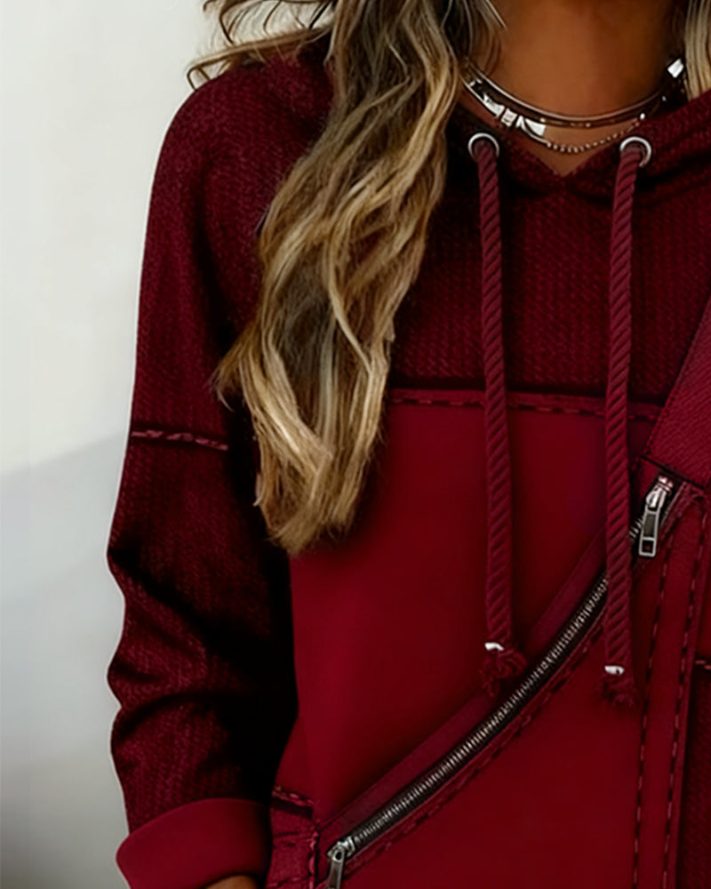 Stylish Color-Blocked Hoodie