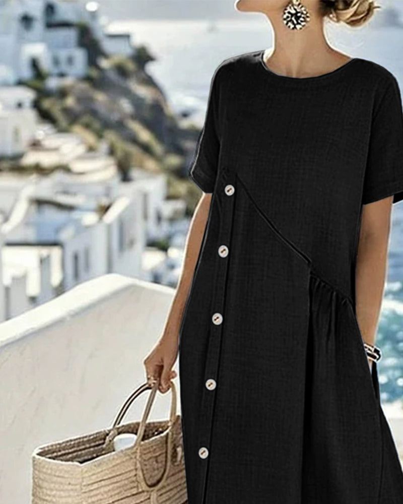 Button Decor Casual Dress