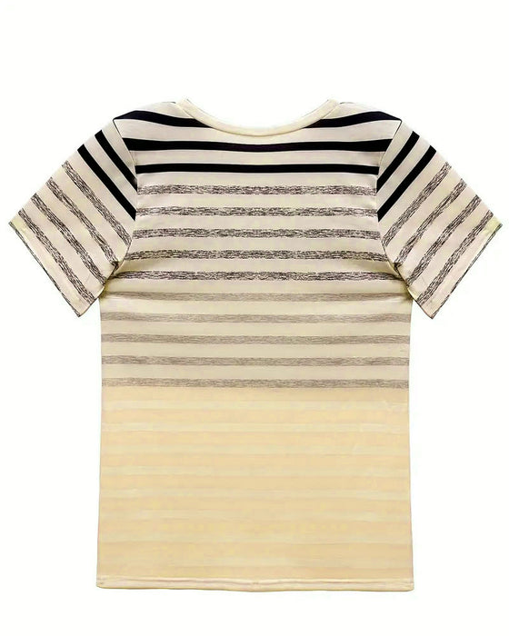Round Neck Short Sleeve Striped T-Shirt