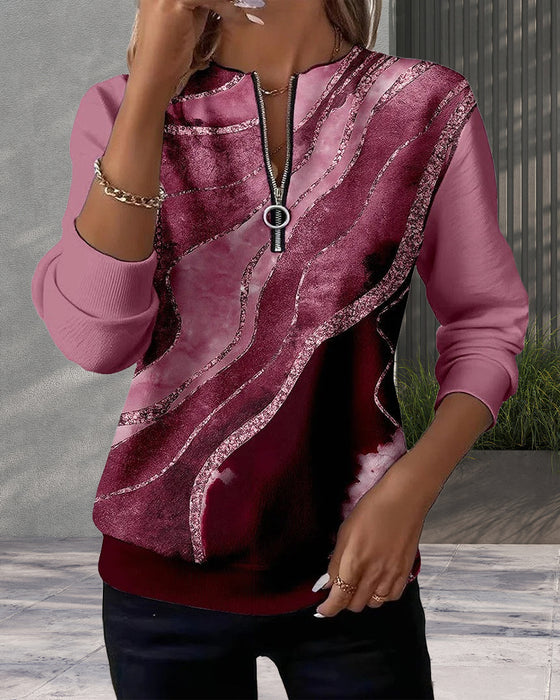 Half-Zip Vintage Print Sweatshirt