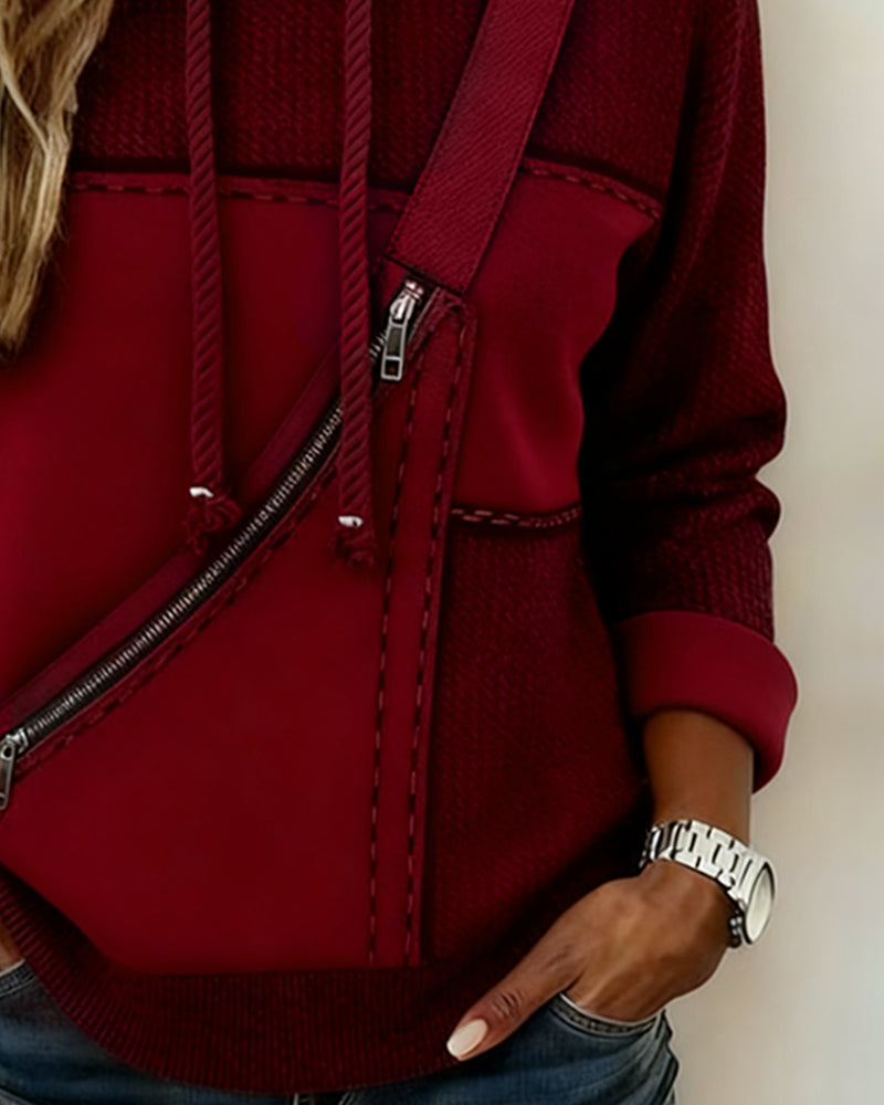 Stylish Color-Blocked Hoodie