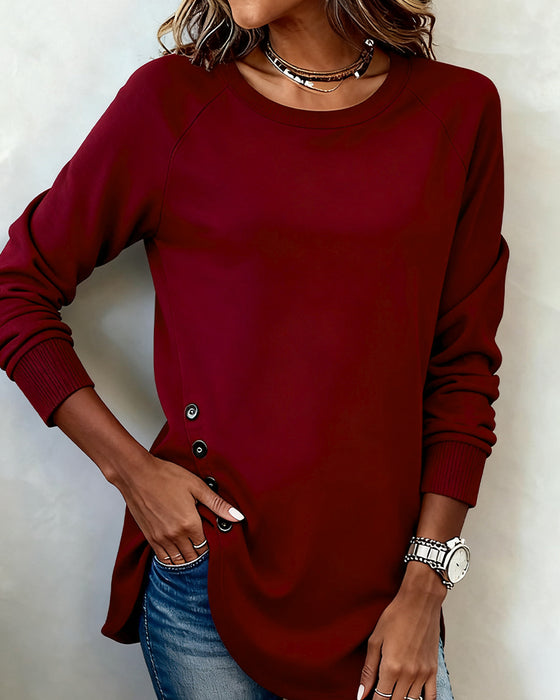 Irregular Hem Raglan Sleeve Sweatshirt