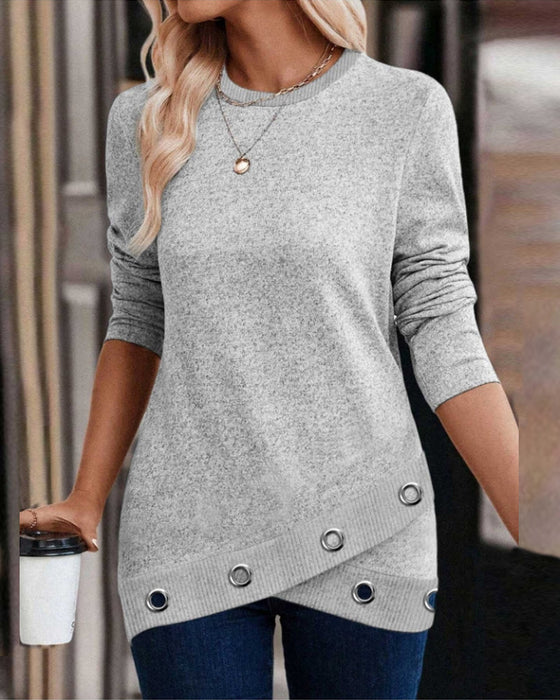 Casual Sweatshirt with Cross Hem