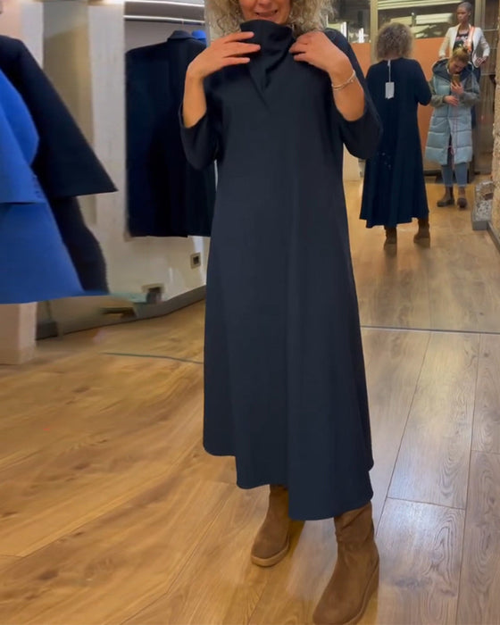 Solid color pocket casual dress