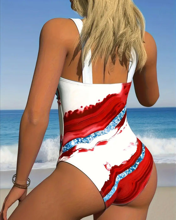 One Piece Printed Bikini