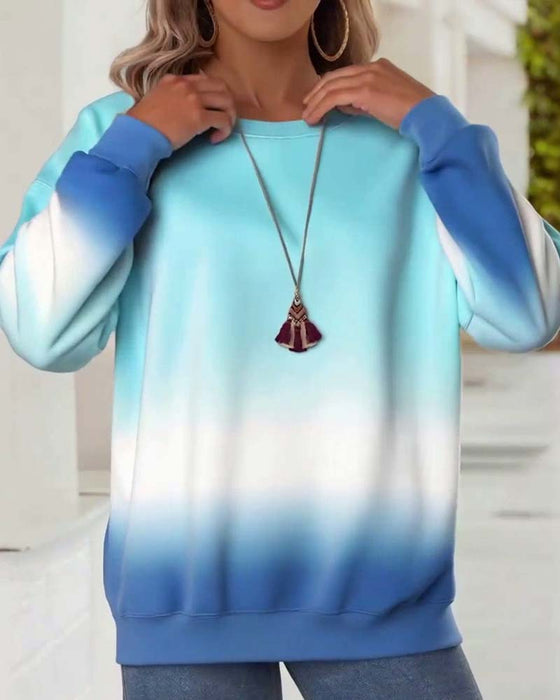 Casual Gradient Crew Neck Sweatshirt