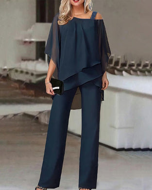 Off-Shoulder Batwing Sleeve Two-Piece Set