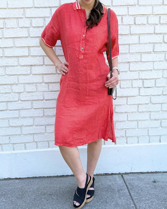 Lapel Button Casual Dress