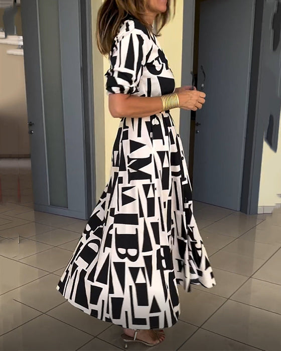 Geometric print loose dress