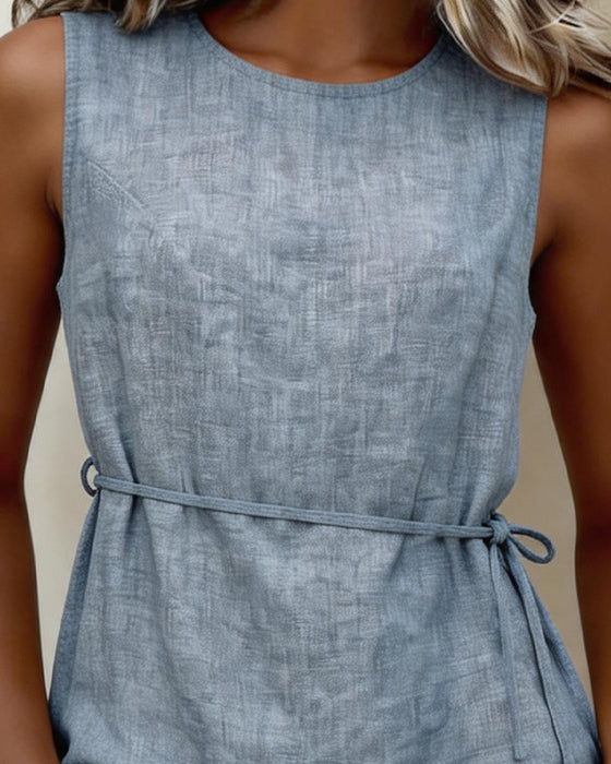 Sleeveless Round Neck Solid Tank Top
