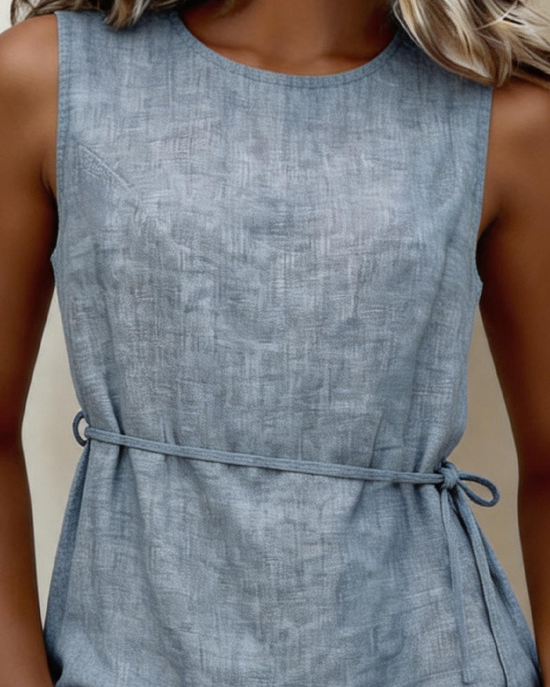 Sleeveless Round Neck Solid Tank Top