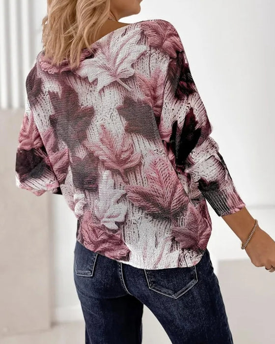 Round Neck Printed Pullover