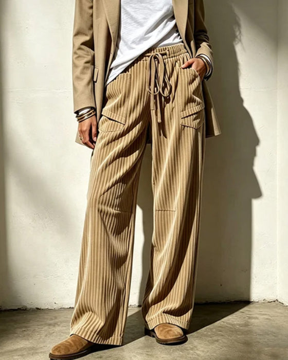 Pocket Drawstring Long Pants
