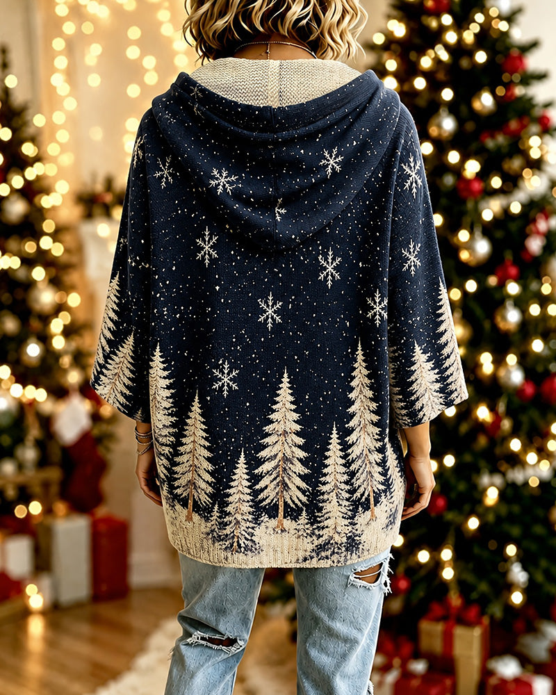 Hooded Snowflake Christmas Tree Pullover