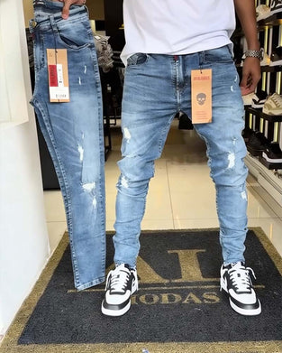 Distressed Slim-Fit Tapered Jeans
