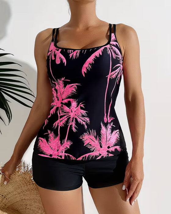 Tank Top Style Beach Tree Print Tankini