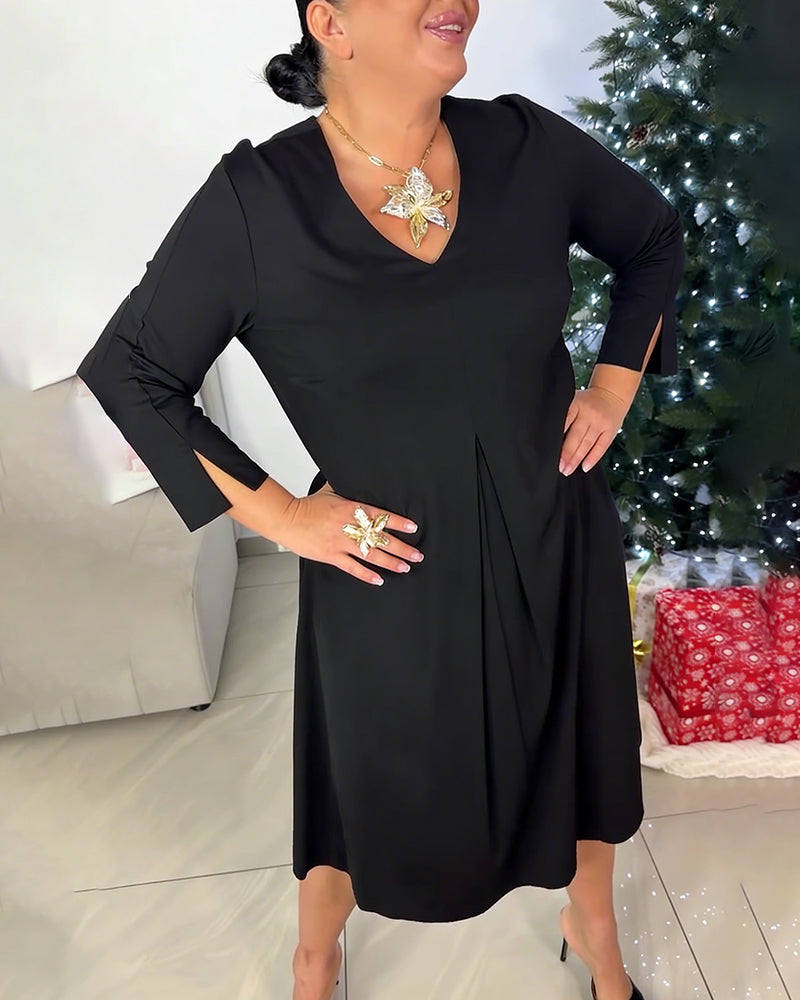 V-Neck Fashionable And Versatile Dress