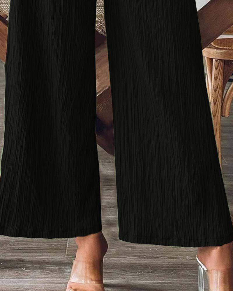 Patch Pocket Solid Elastic Waist Casual Pant