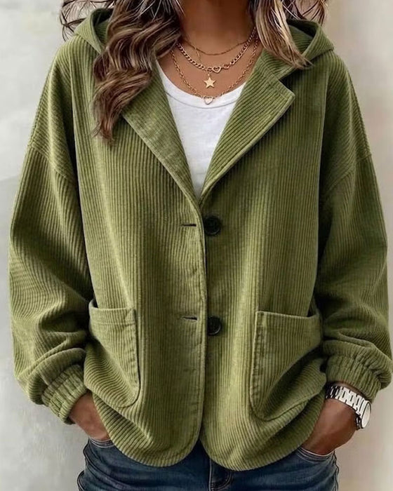 Casual Hooded Button Pocket Coat