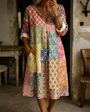Patchwork Print Dress