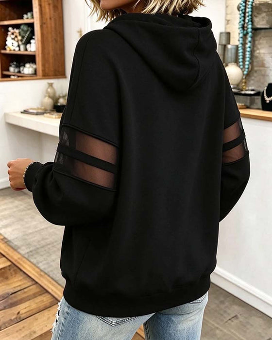 Sheer Horizontal Stripe Hoodie