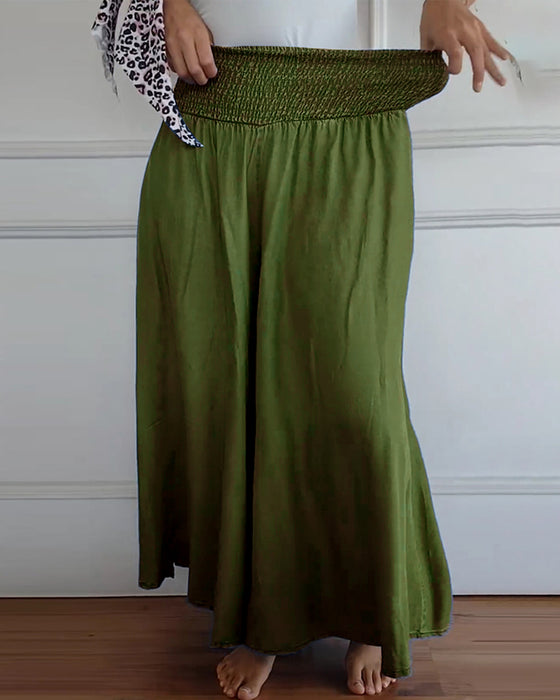 Elastic waist wide leg pants