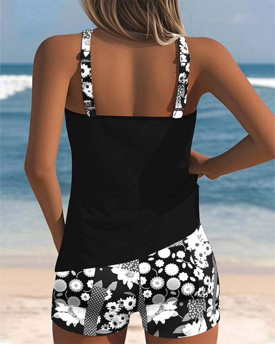 Tank Top Printed Boxer Swimsuit